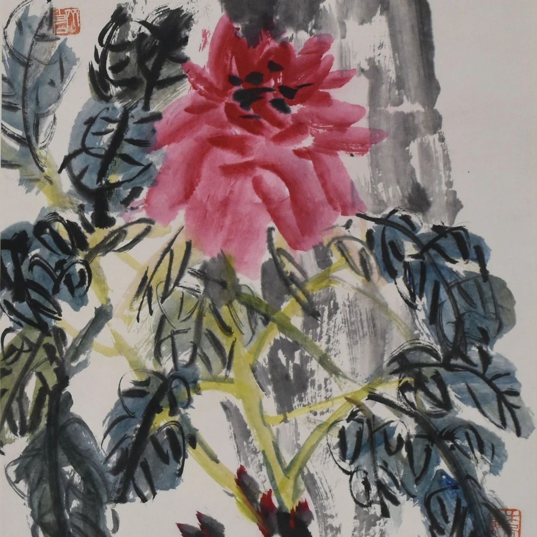 HM7138 阿芝 大富贵亦寿考 89X40cm 纸本立轴
