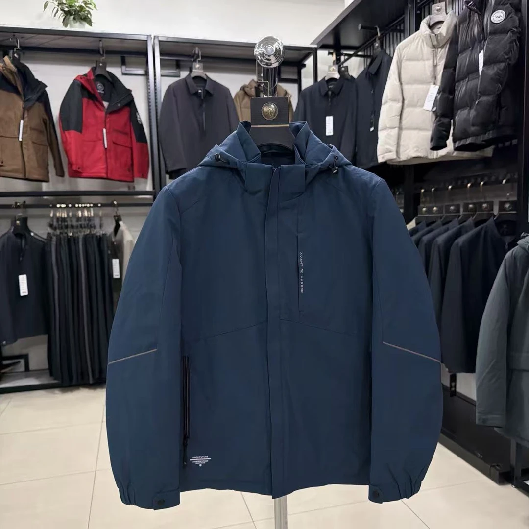 加厚商务冬季剪标款男士防风保暖连帽羽绒服百搭休闲时尚鸭绒外套
