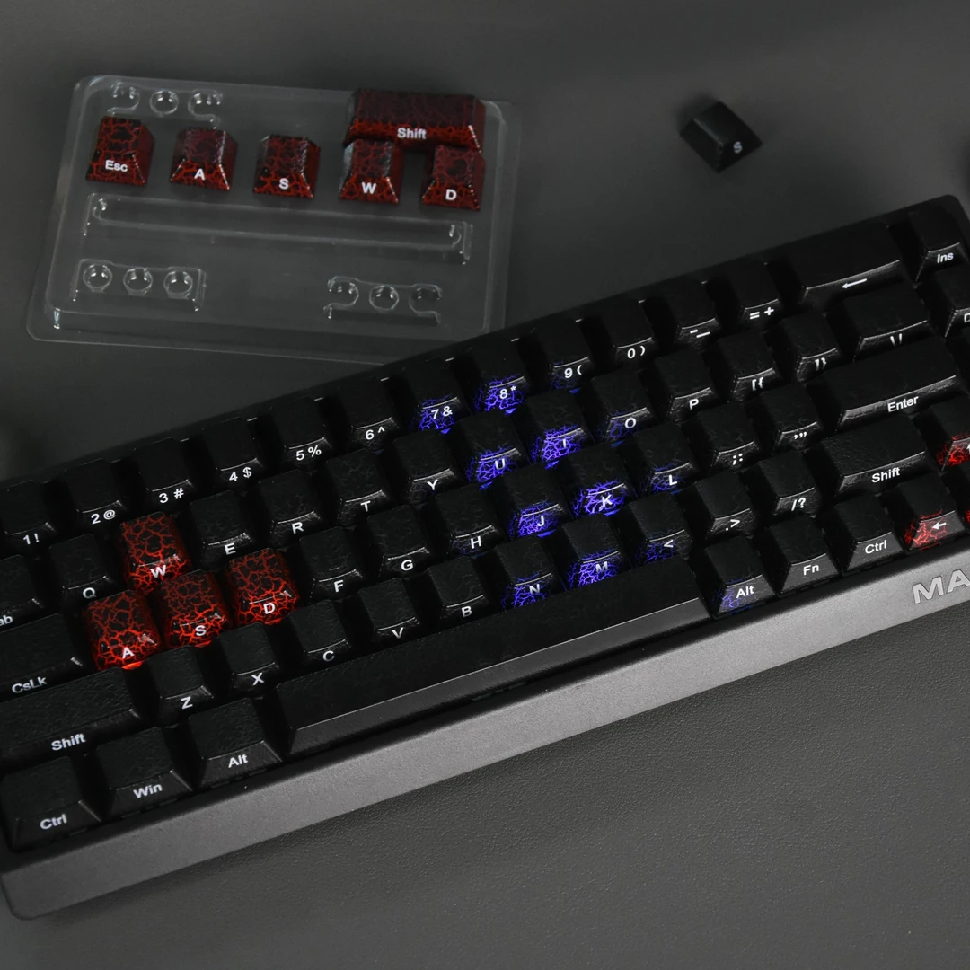 元创外设6键血裂变雷透键帽PC烤漆工艺适配et65wooting等磁轴rs6