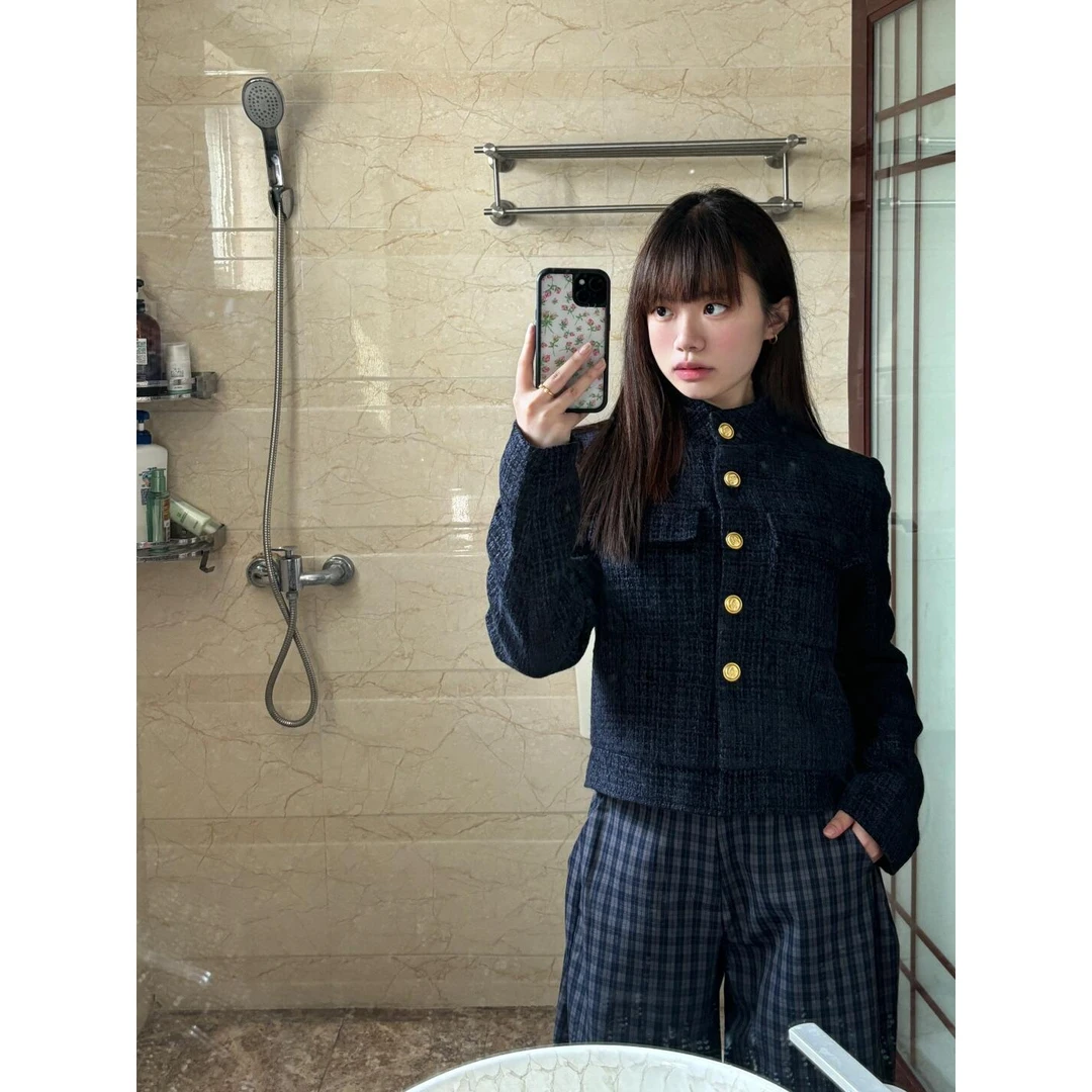 小香风套装2025早春新款气质高级感长袖上衣外套高腰格子阔腿裤