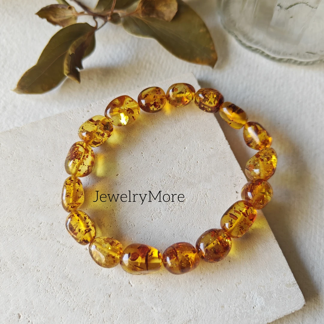 真品100%波罗的海天然琥珀手串花珀手链复古宝石百搭巴洛克形状