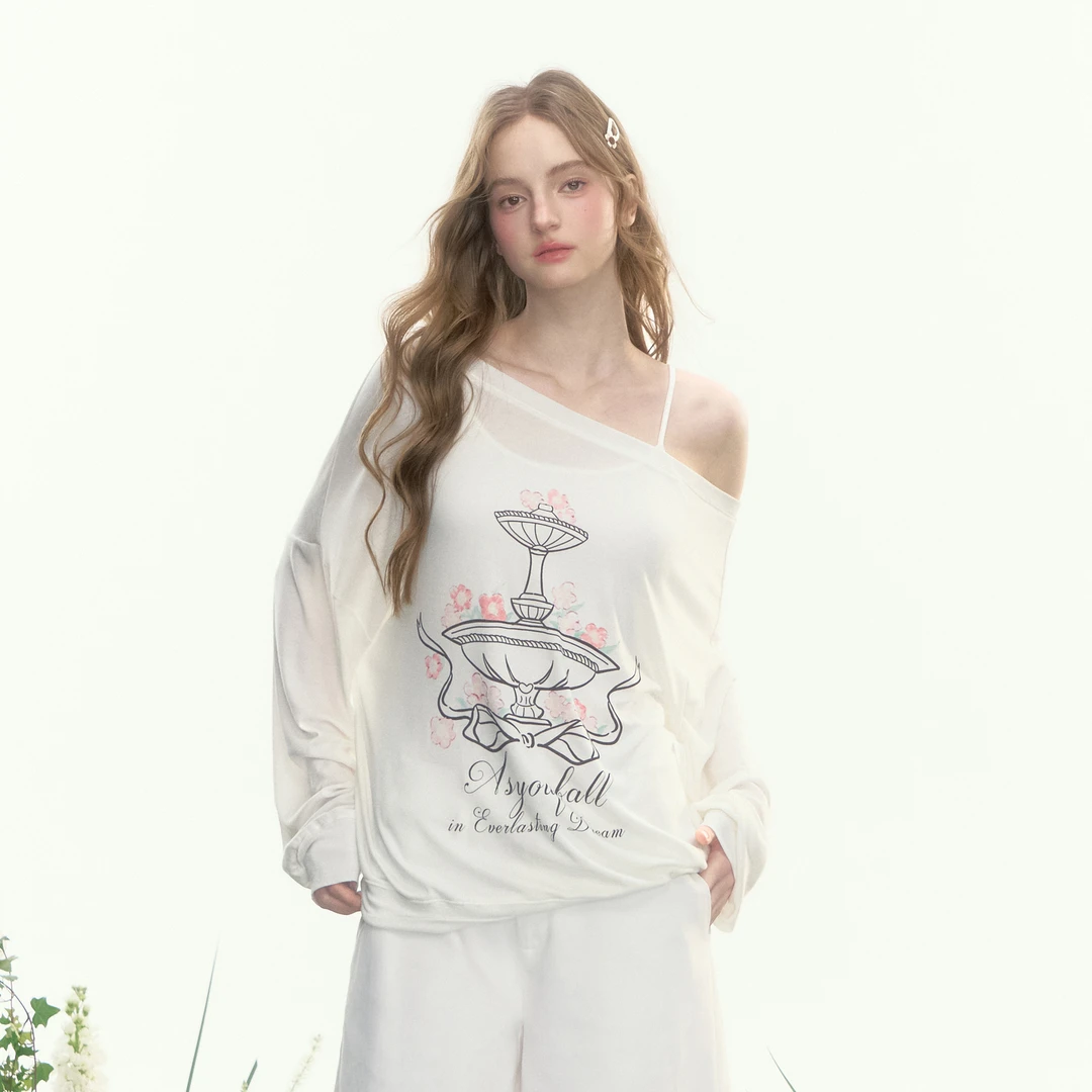 AYF | “花梦仙泉”喷泉露肩长袖罩衫