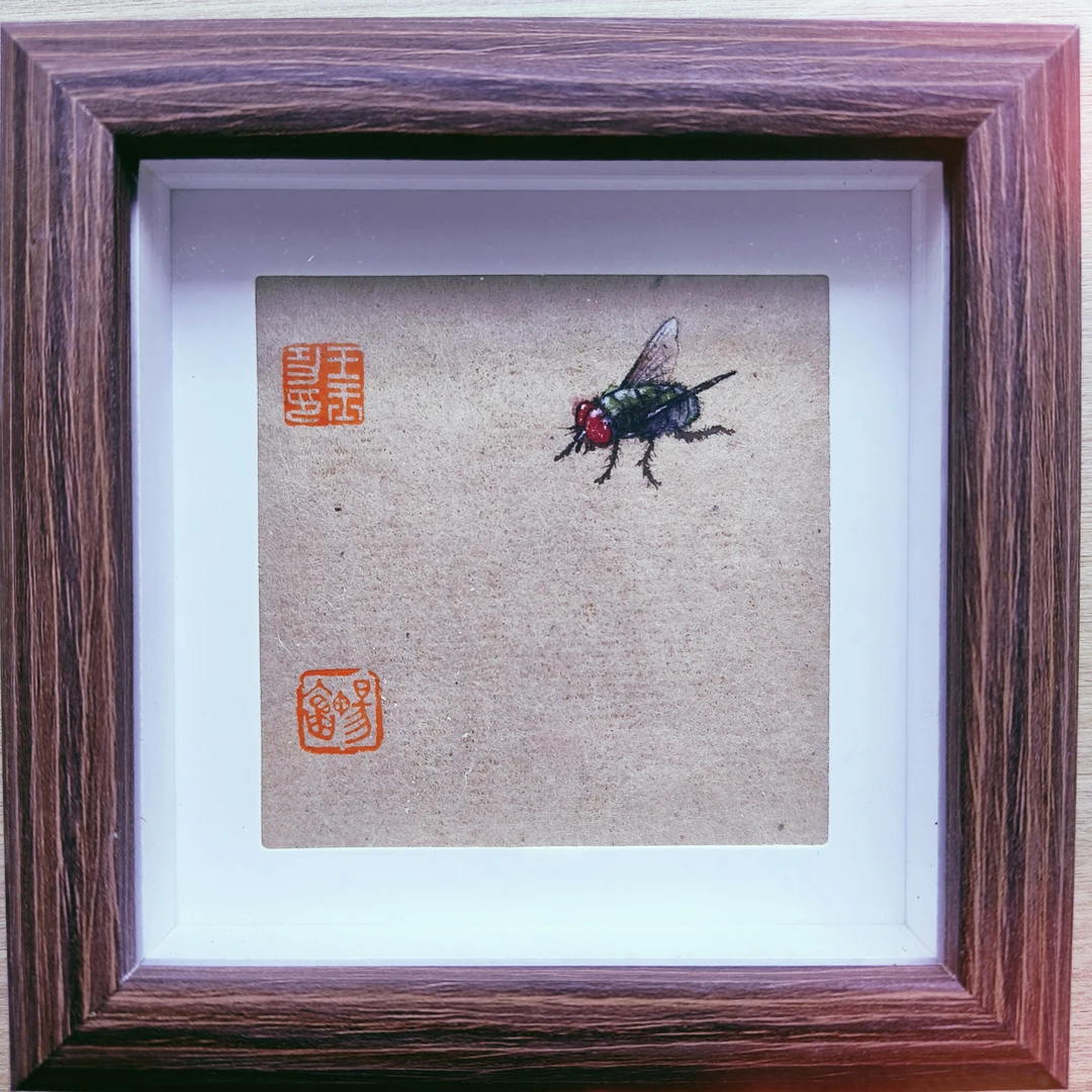 手绘4寸国画带框摆台，适合书房茶室茶几电视机柜摆放；接受定制。