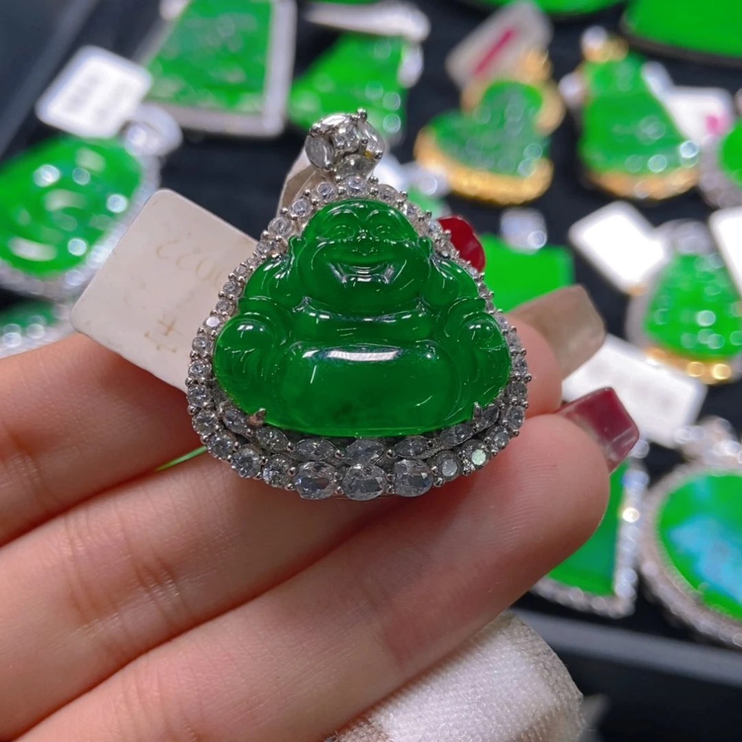 翡翠吊坠(不含链)银S925镶嵌