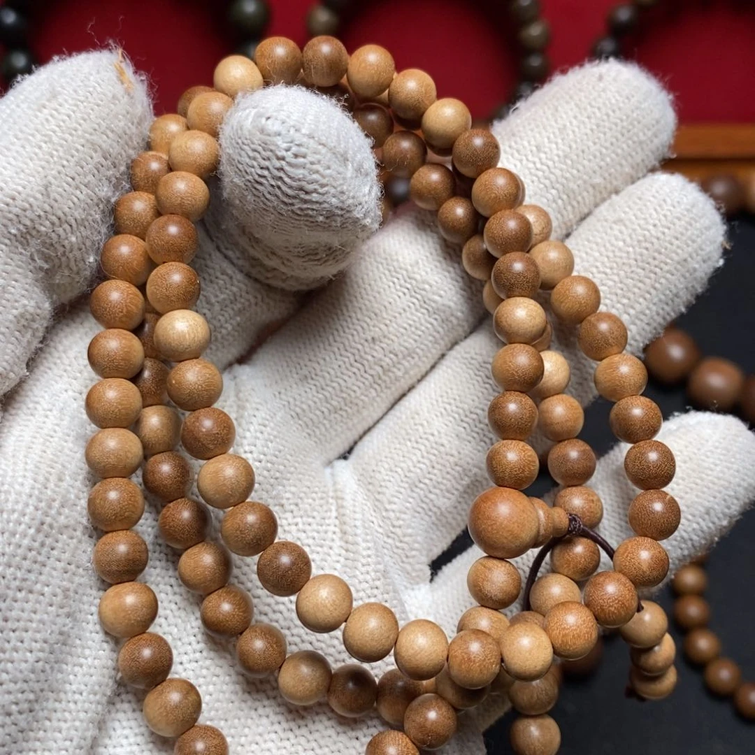 檀香木其他06横纹 老山檀香 椭圆珠