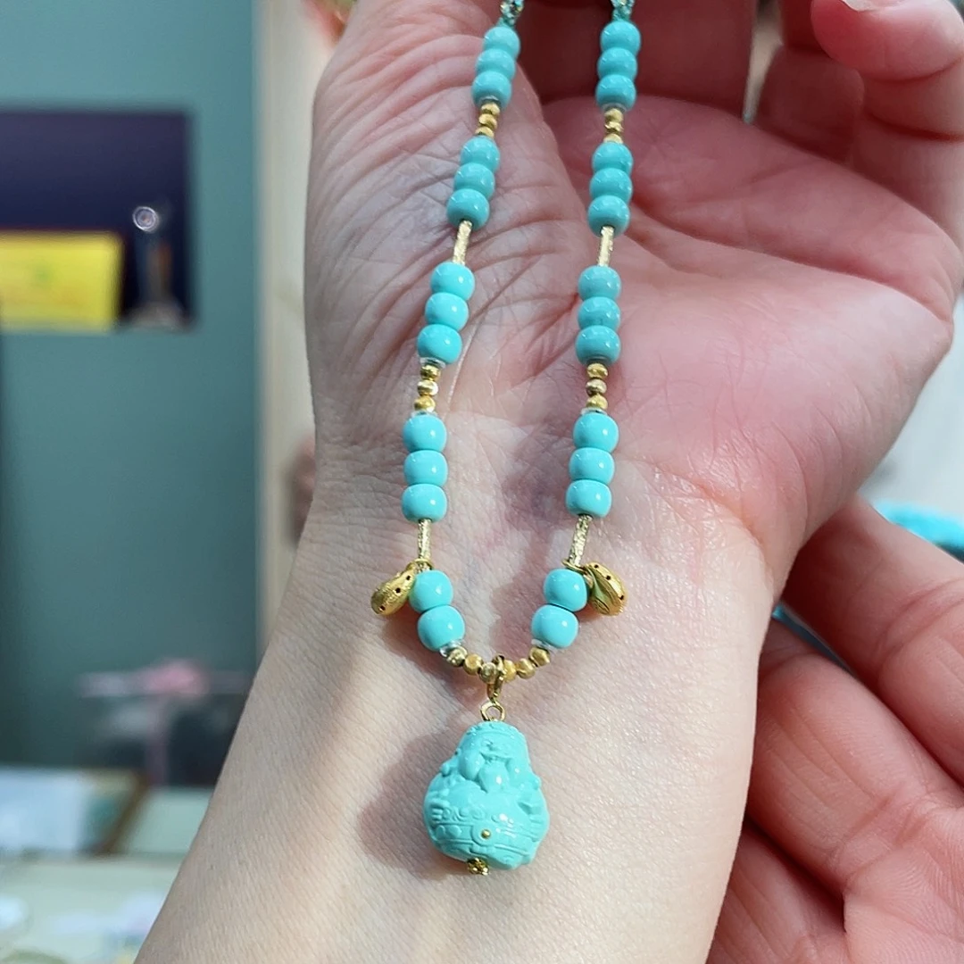 绿松石颈饰18K金镶嵌