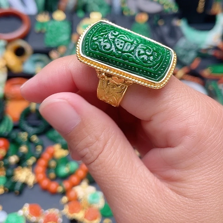 翡翠银S925镶嵌戒指