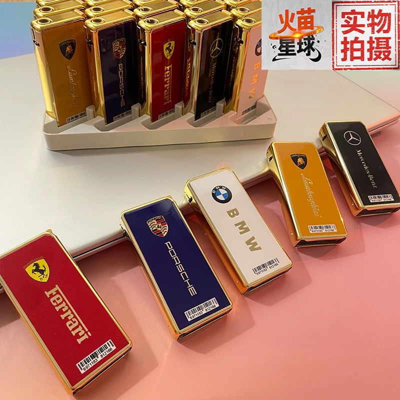 火苗星球金属防风打火机时尚新款蓝焰直冲可充气打火机高级感商超
