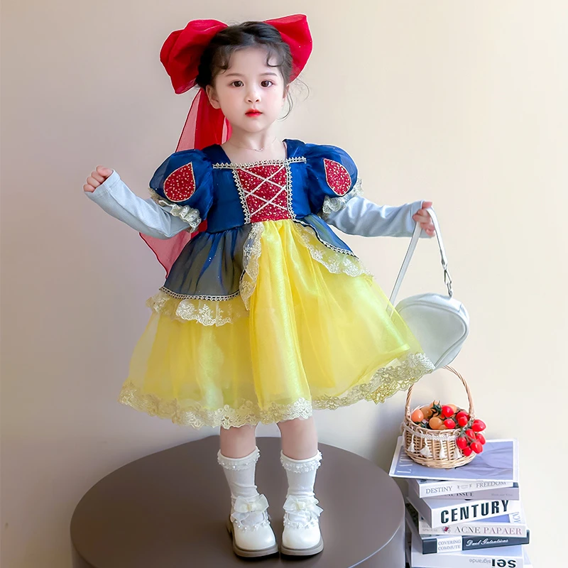 女童连衣裙春秋2025新款洋气儿童白雪公主纱裙女孩秋装生日裙子
