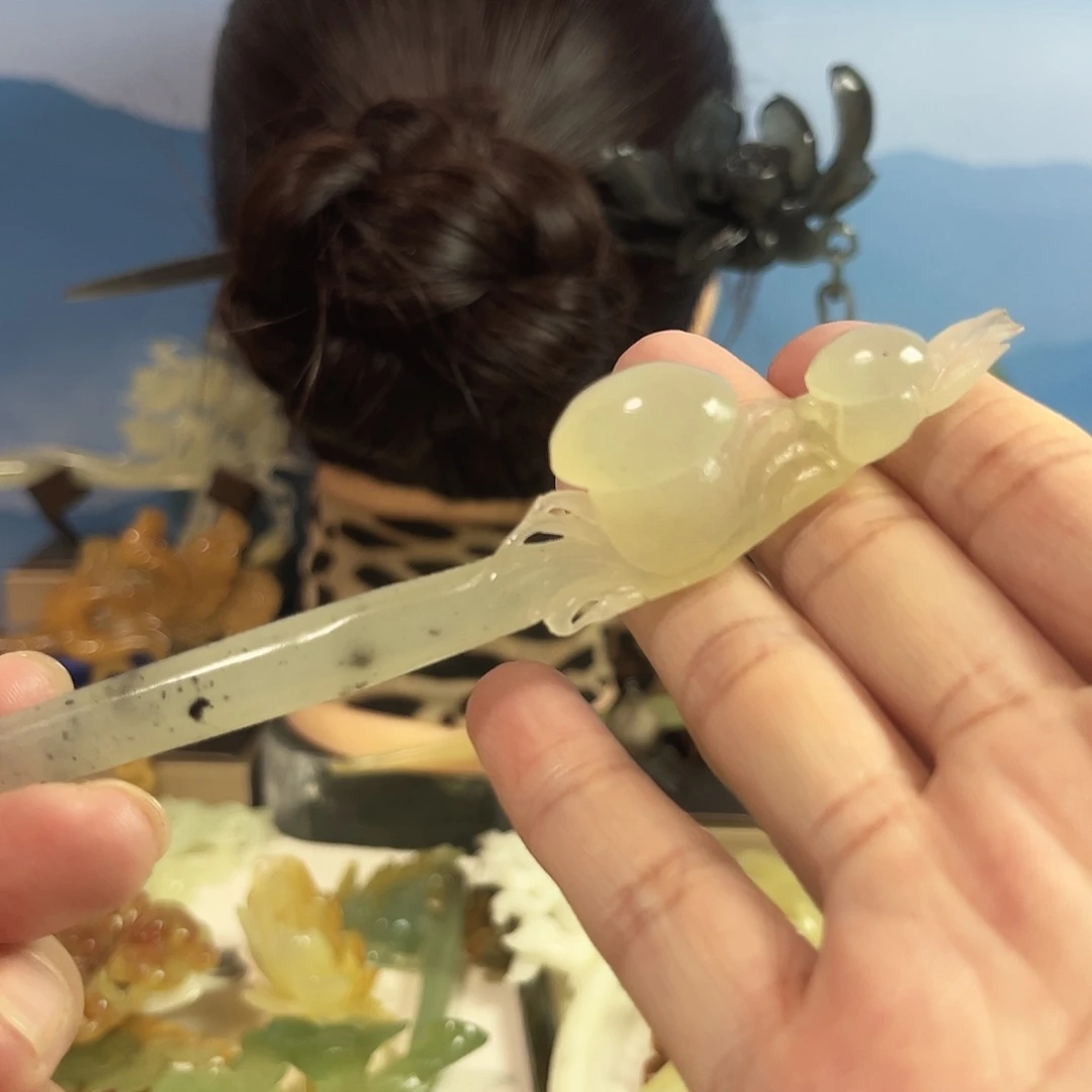 蛇纹石玉合金发饰