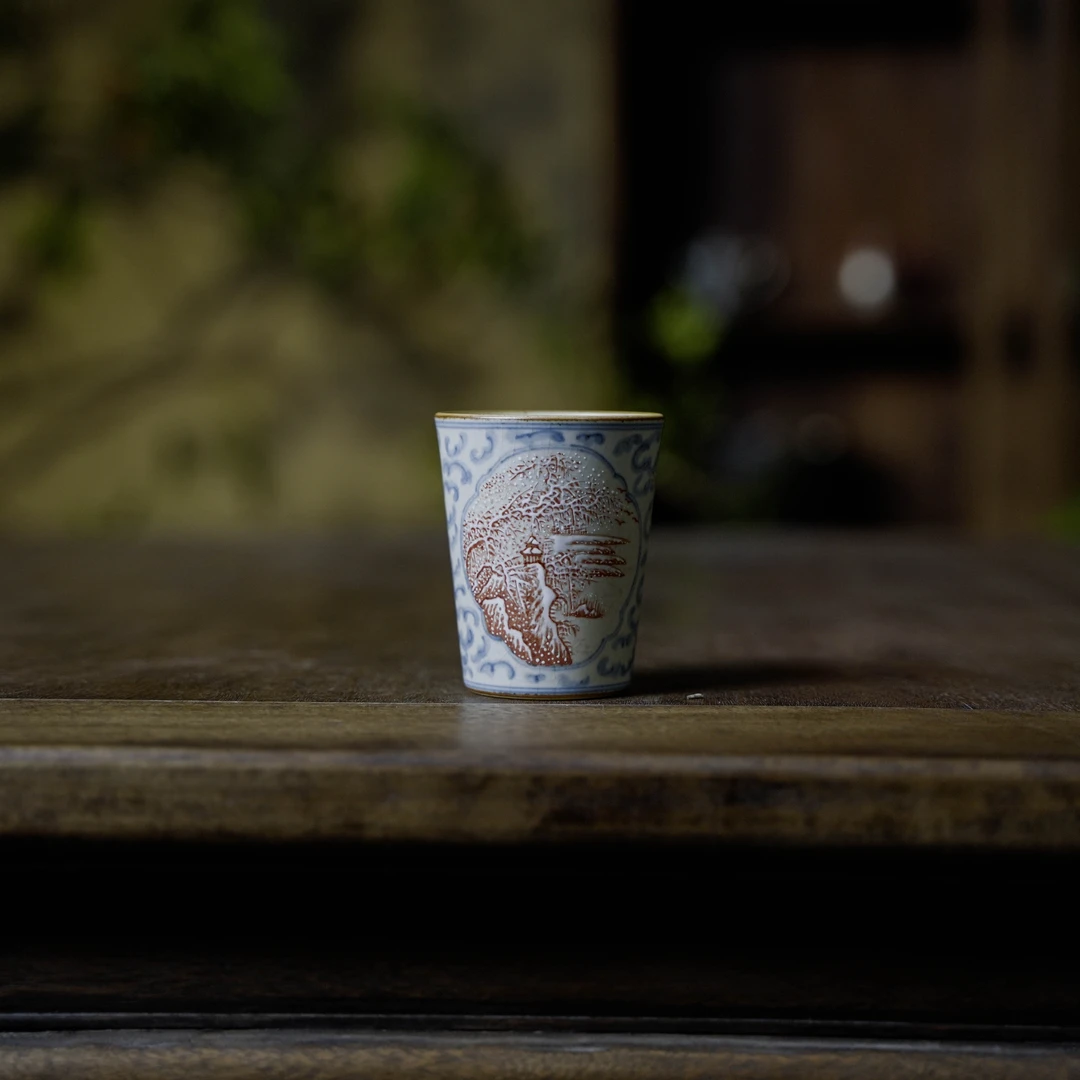 斋居 矾红雪景-朴云堂-祥云可乐杯(朴杯0367)