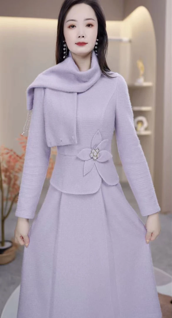 【玥欣服饰】X302 # 两件套 新款 早秋 减龄 连衣裙