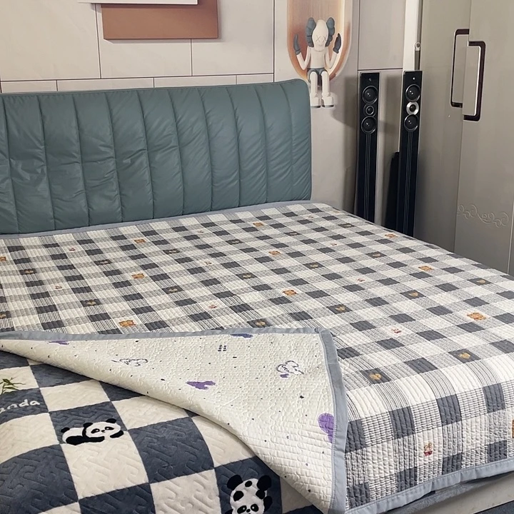 竹子纤维200*230格子熊床盖