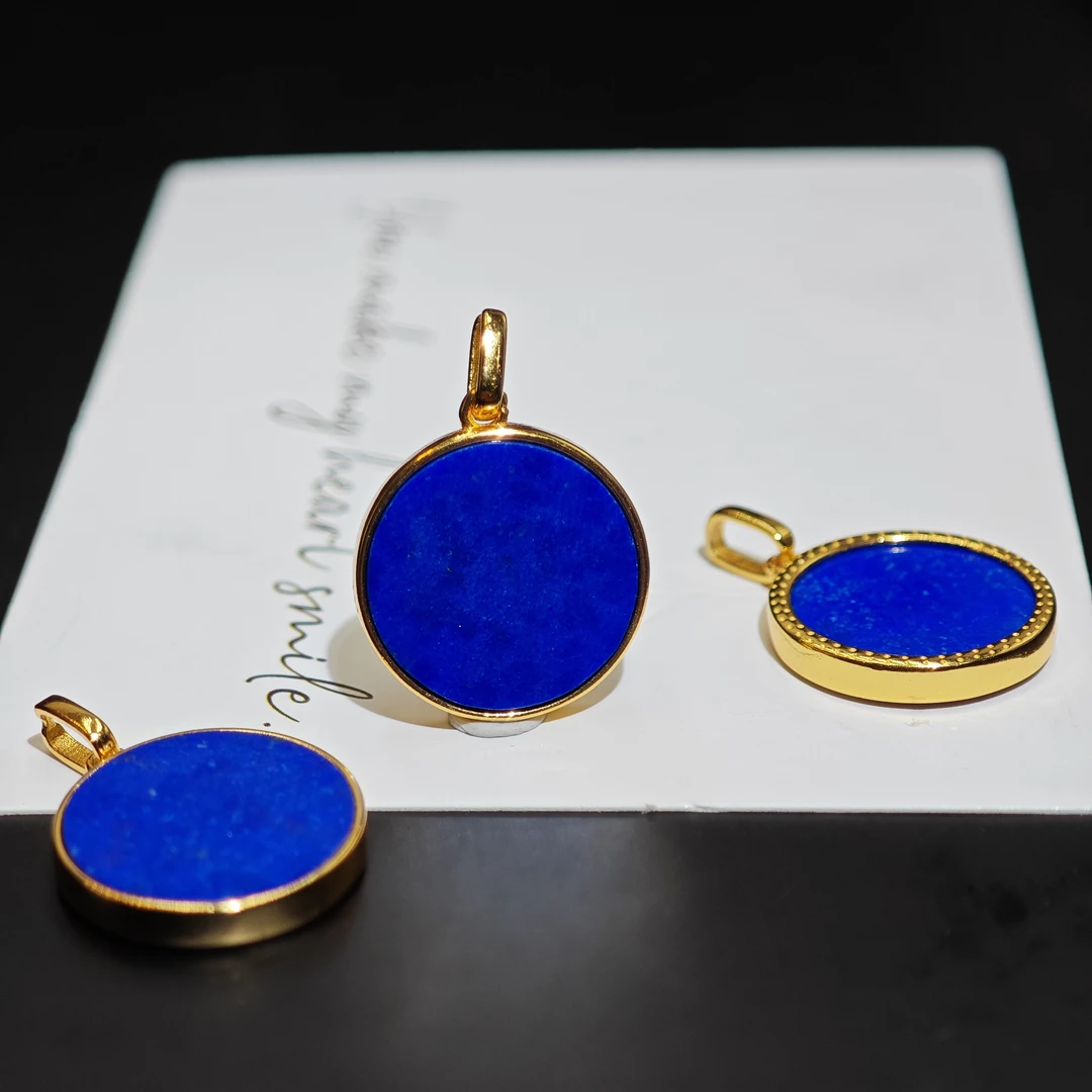 S925银青金石吊坠圆牌精致时尚多样性发货一件