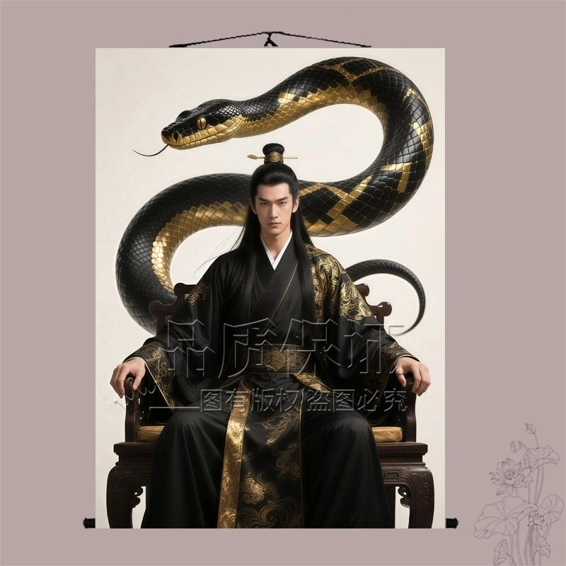 蟒家教主挂画蟒蛇真身画像神像东北出马堂口装饰供奉招财卷轴画