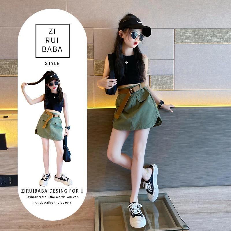 女童短裤夏季薄款夏季2025儿童时髦洋气套装女孩大童工装裙裤夏装