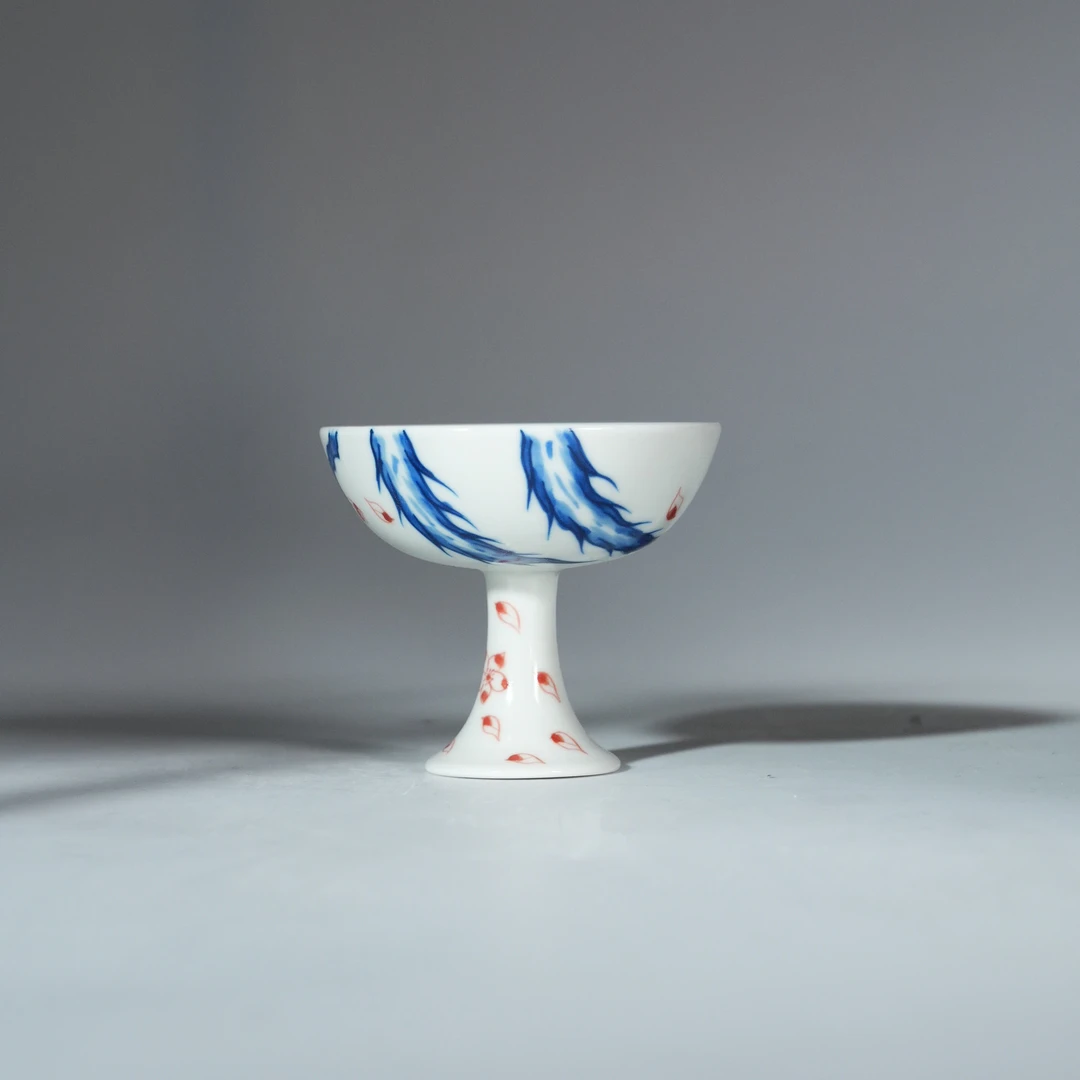 【央广甄瓷】 雨溪山房   九尾狐高脚杯