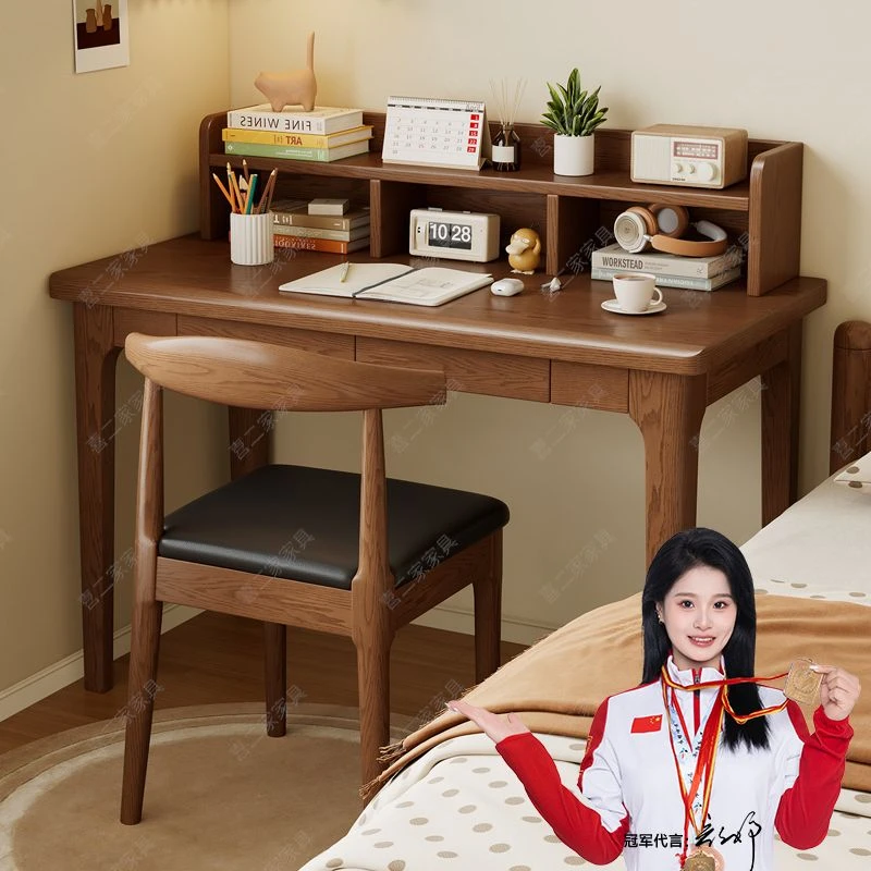 全实木电脑台书桌电脑桌矮书架办公桌小户型桌子卧室写字学习桌
