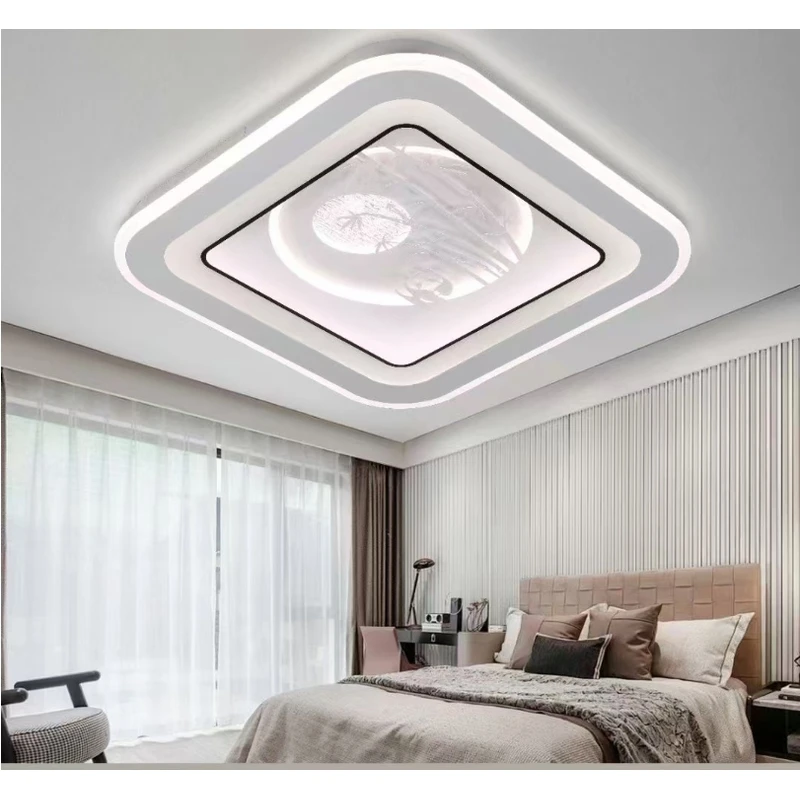 新款离线语音卧室灯房间简约现代吸顶灯水晶灯中山灯具圆形房间灯