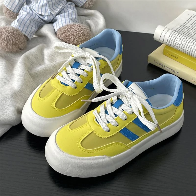 春夏季新款黄色德训鞋多巴胺女鞋夏季薄款鞋子粉色板鞋休闲鞋