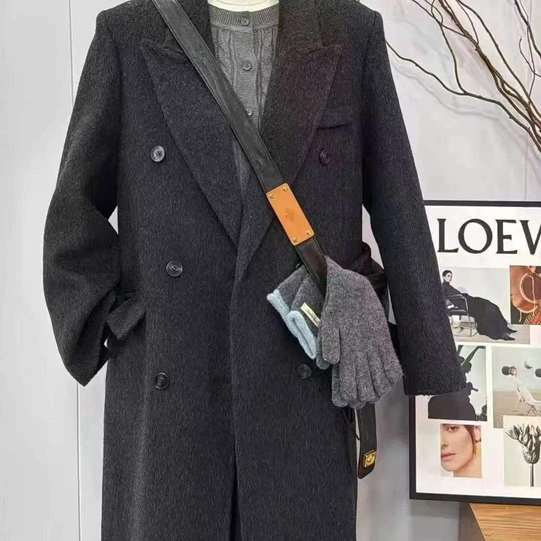 双面羊毛大衣枪驳领正肩西装6粒扣韩版长款冬季大衣