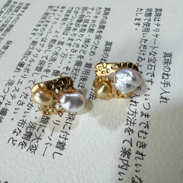 银925海水澳白keshi 南洋金keshi 耳钉耳饰百搭优雅多样性发货
