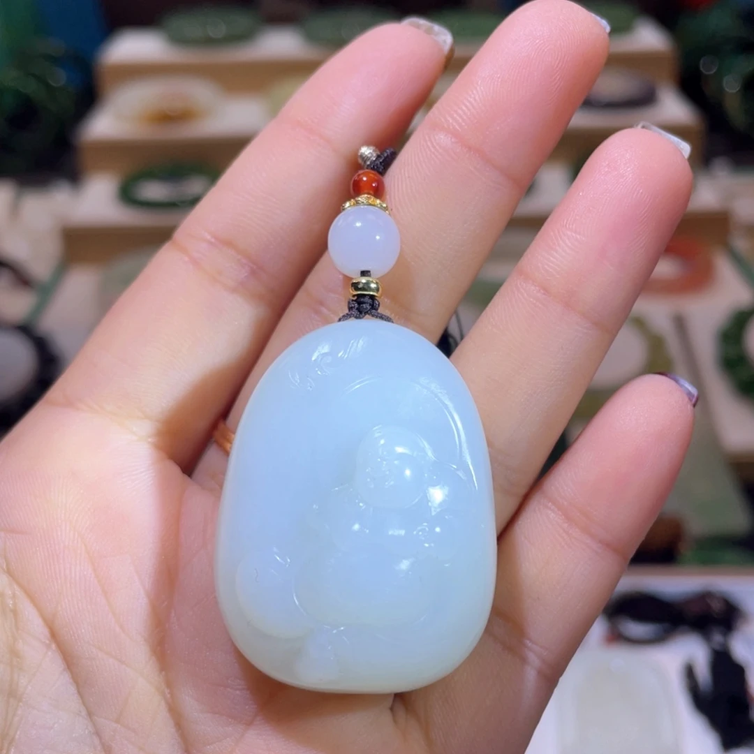 和田玉高品山流水佛公吊坠未镶嵌