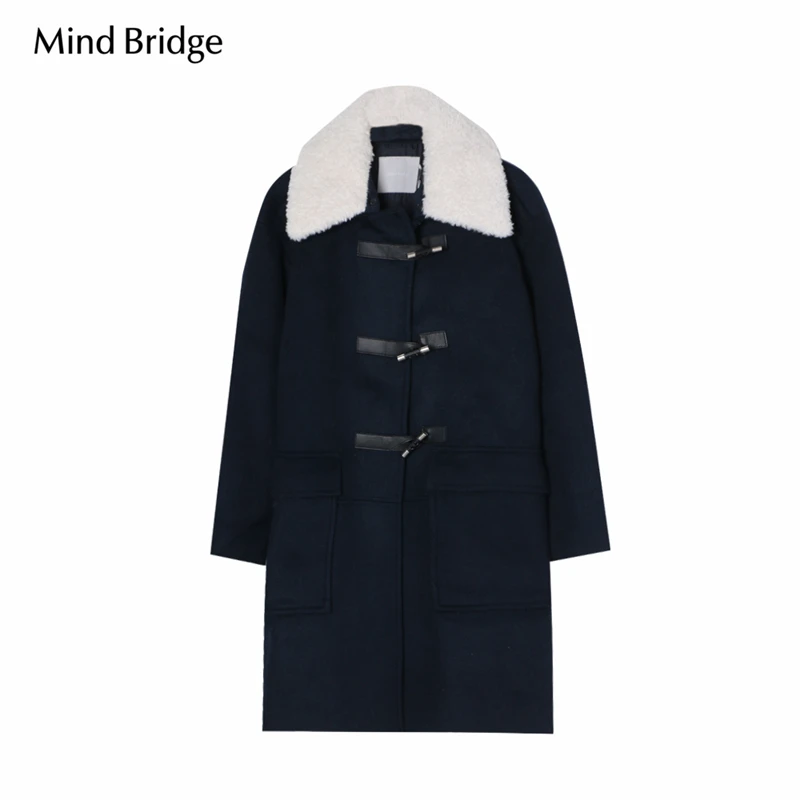 Mind Bridge/心桥时尚羊角扣中长款外套MB910-MUCA720KNB0