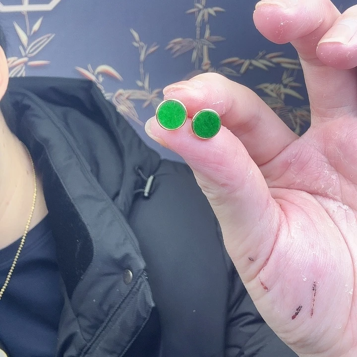 翡翠耳饰银S925镶嵌特价 新年