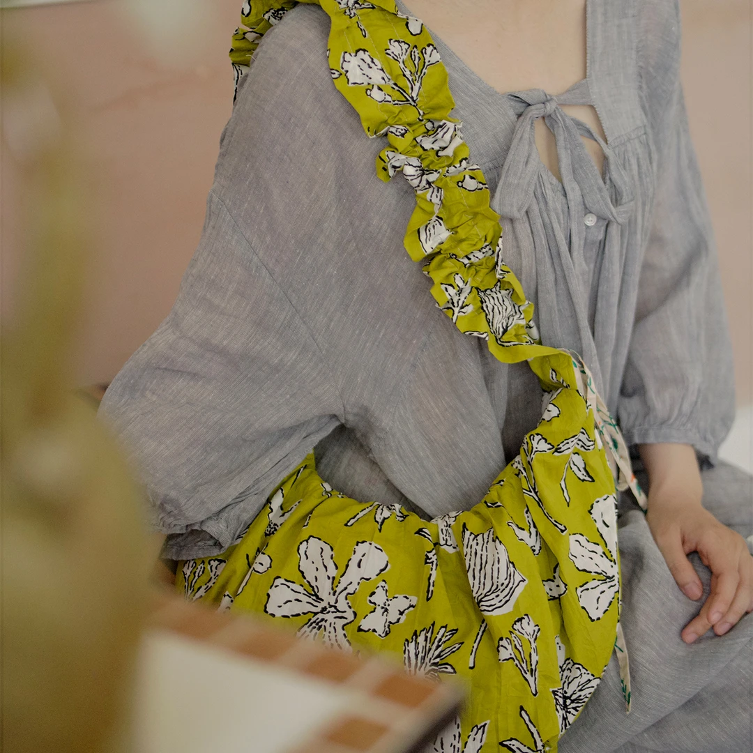 housedesign原创2025清新文艺印花饺子包通勤百搭腋下包斜挎包女