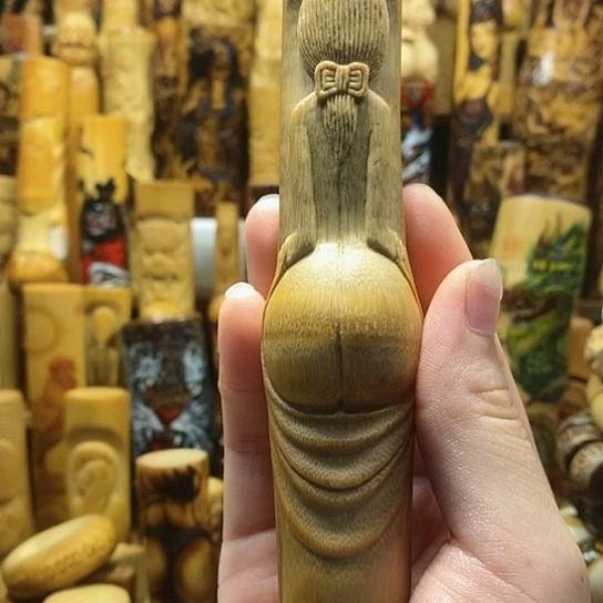 实心竹美背雕刻竹