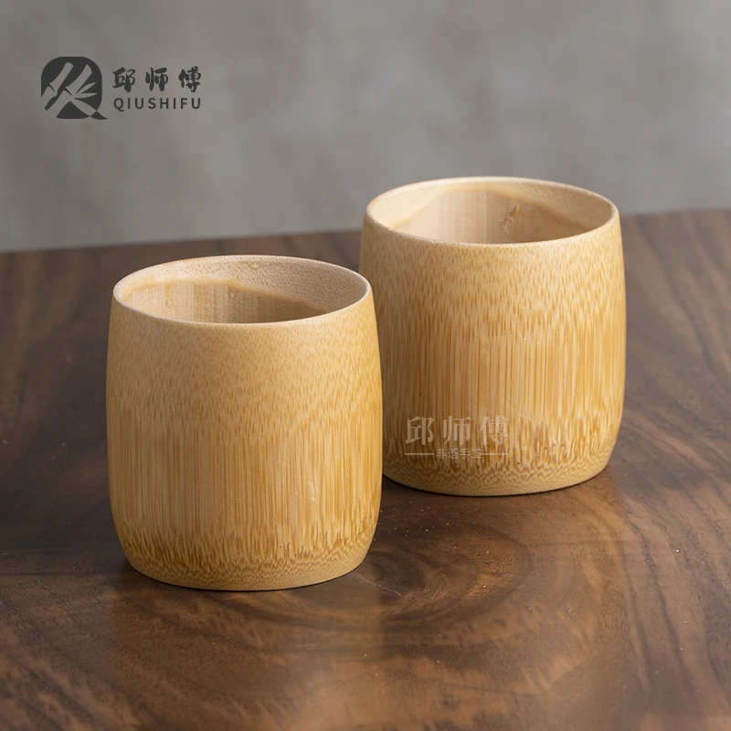BZ001（邱峰专属）邱师傅竹木精品竹筒大肚杯2个（杯底部会凹凸不平）