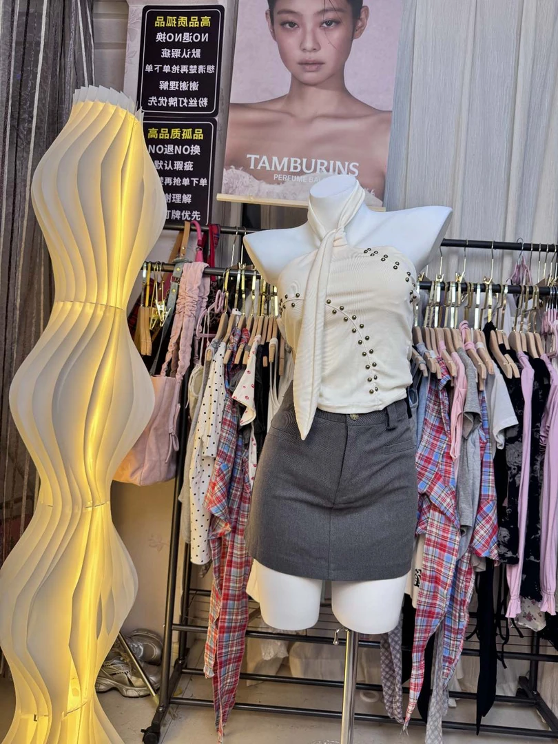 灰色高腰半身裙主播同款