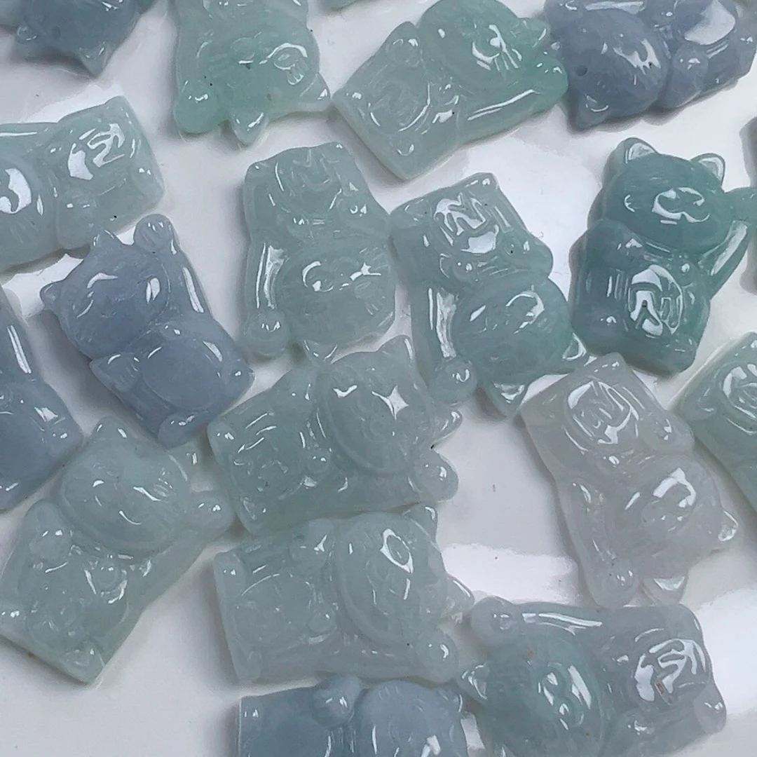 翡翠散珠翡翠招财猫猫一个