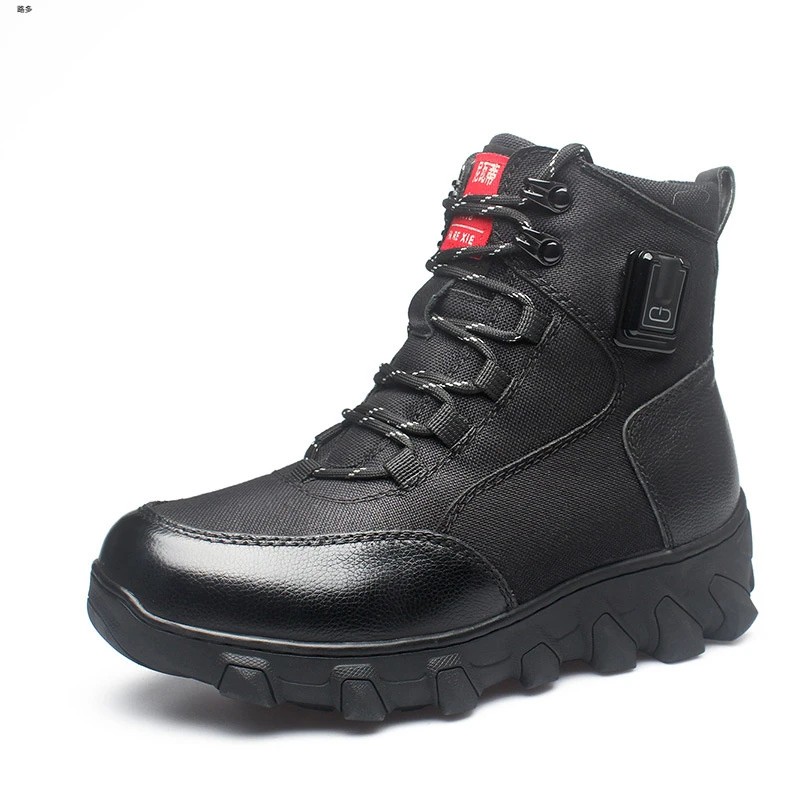 冬季加热鞋女户外充电发热鞋真皮电暖皮鞋加绒电热鞋B09