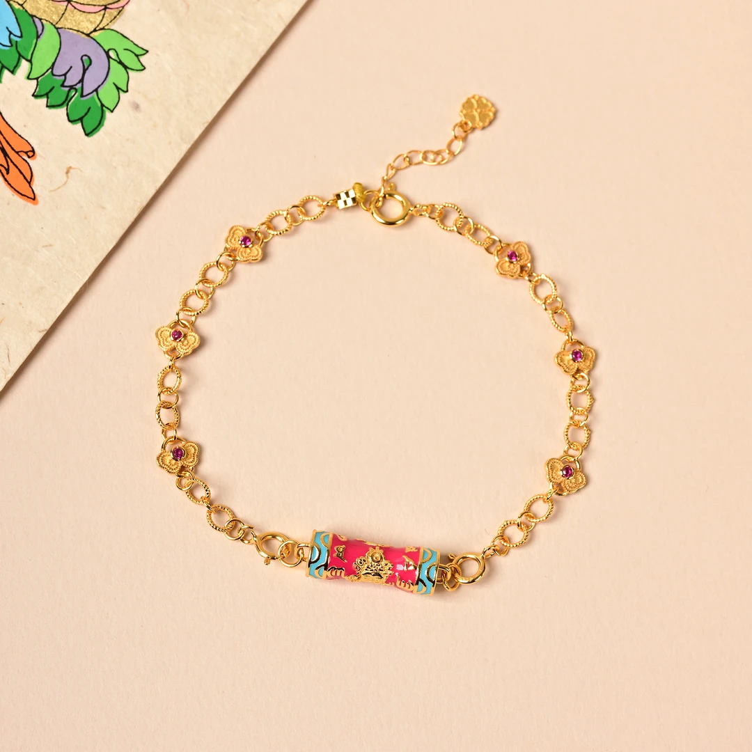 925银手链 珠宝【三宝】温变黄cai双环珠手链0351