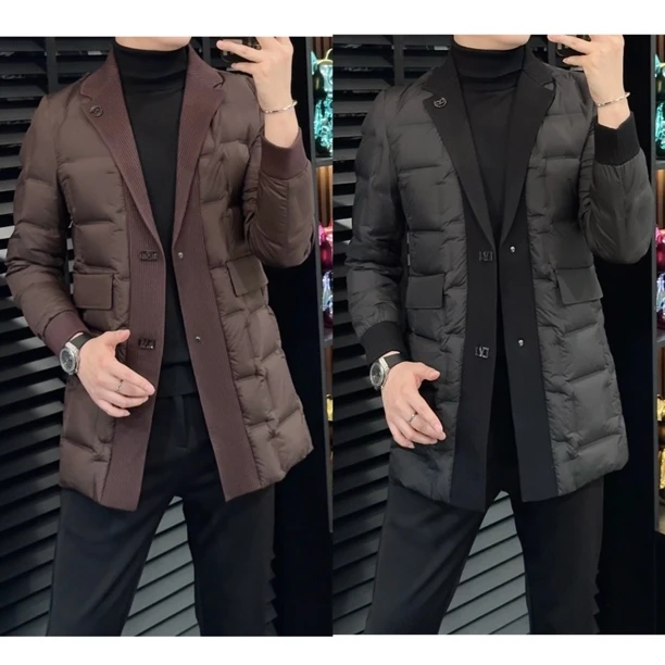 小雨男装｜冬季·高奢定制围青果领时尚羽绒服大衣S