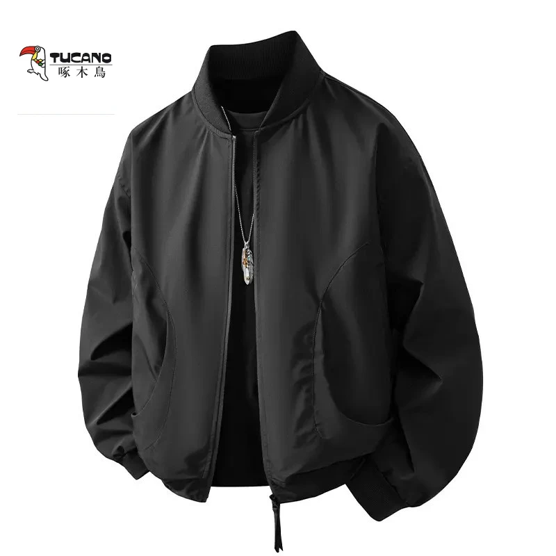 TUCANO/啄木鳥黑色飞行夹克男士秋季宽松休闲高级上衣外套男款