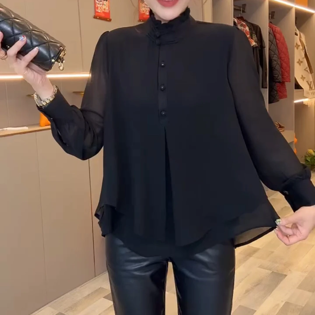 新款洋气国风优雅长袖衬衫宽松显瘦气质上衣