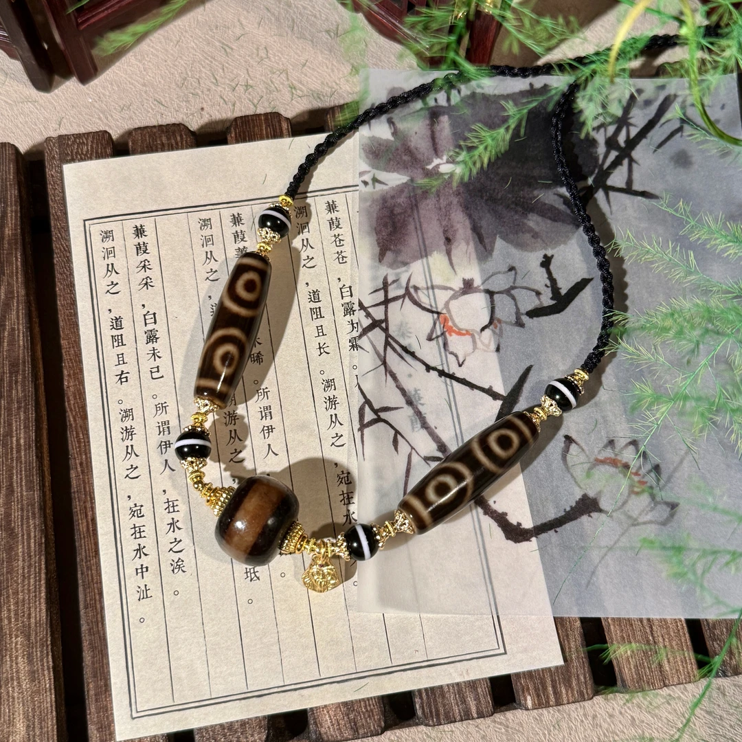 【迦乘】黑金宝盖三眼药师玛瑙项链1658（多样性发一条）