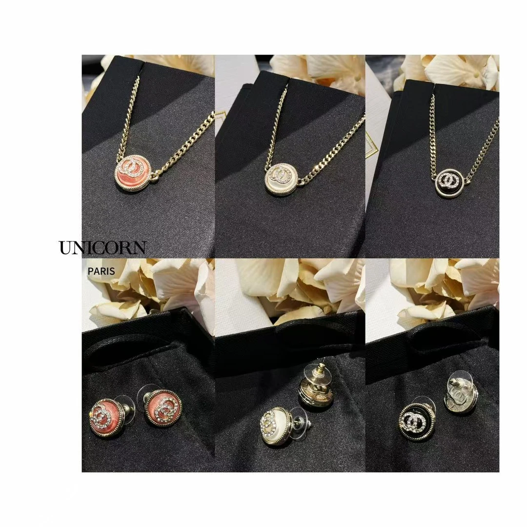 铜合金耳饰 【豆豆系列】圆形奢感百搭耳环/项链 ES0709/JS0467