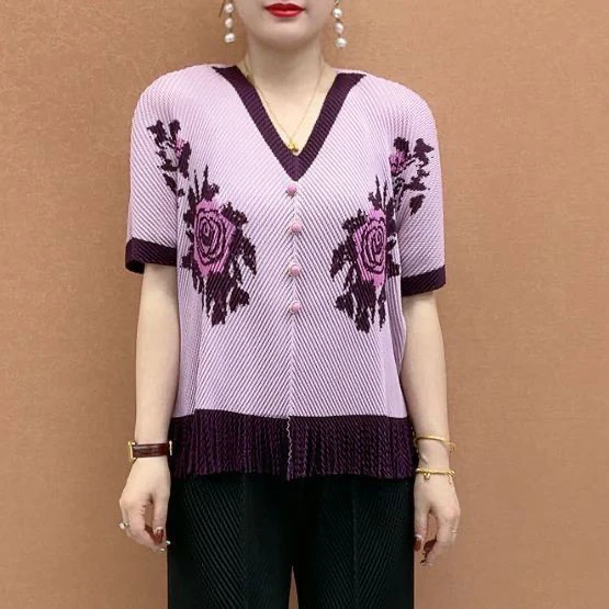 02新款宽松时尚洋气时尚v领减龄弹力女装