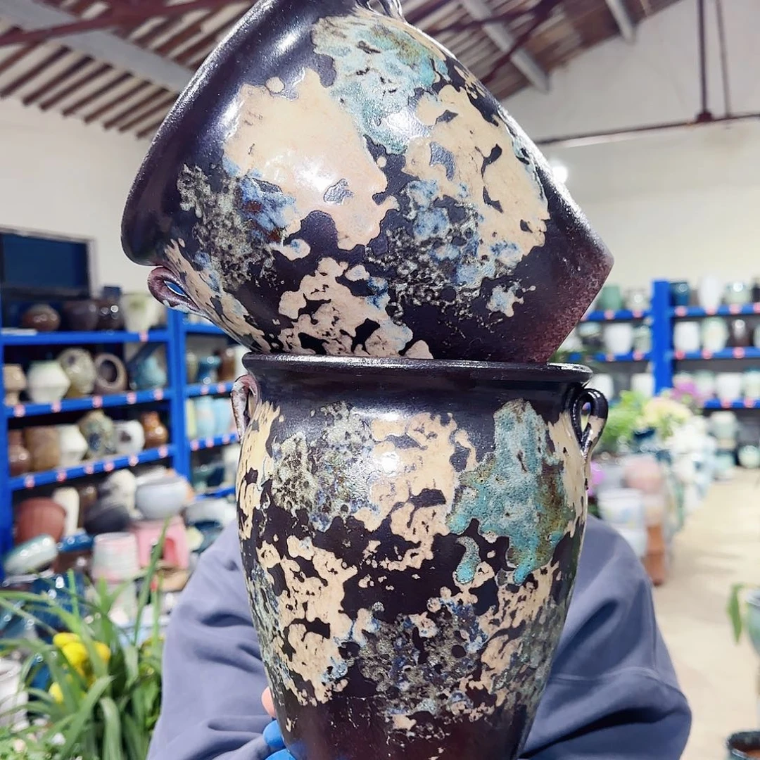 紫砂花盆高21口19