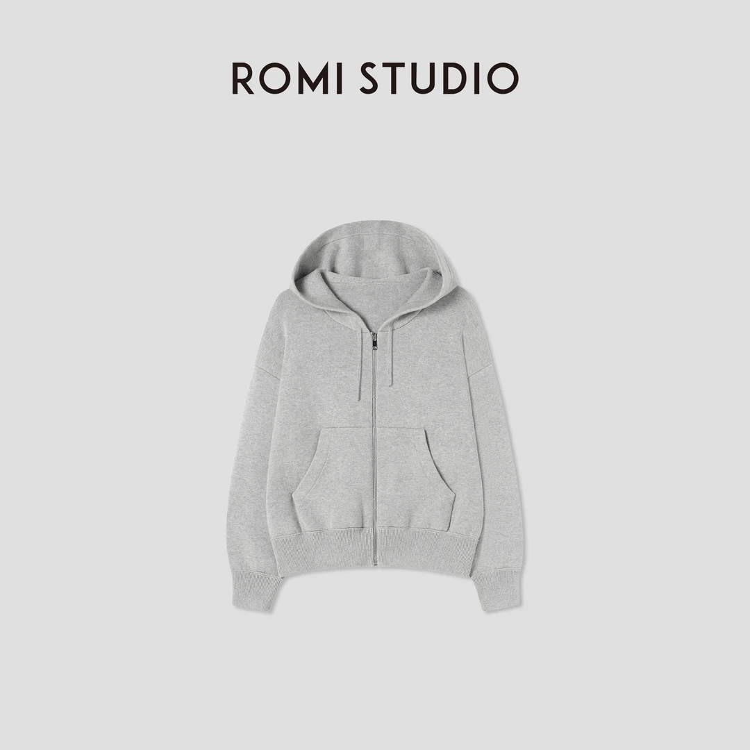ROMI STUDIO“感知秋意”羊绒棉混纺高克重短款连帽卫衣RW24AS90222