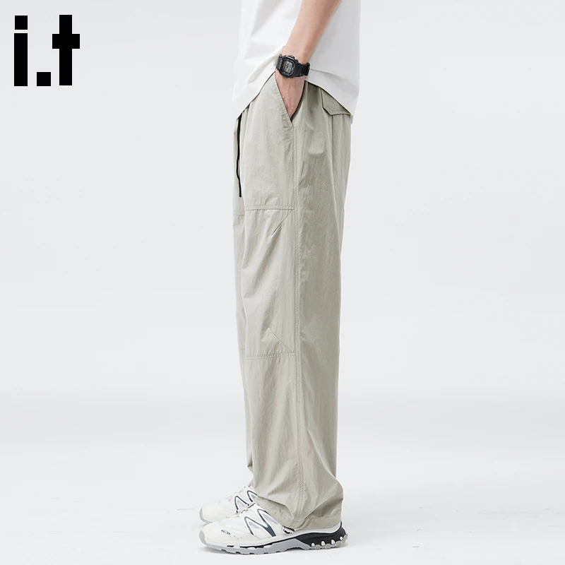 it :CHOCOOLATE浅色休闲裤男2025秋季新款时尚速干宽松直筒长裤子