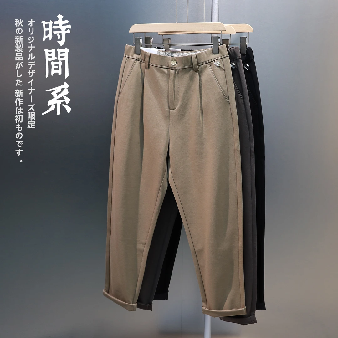 【时间系】秋季新款莱赛尔直筒休闲裤男韩版小西裤简约有型