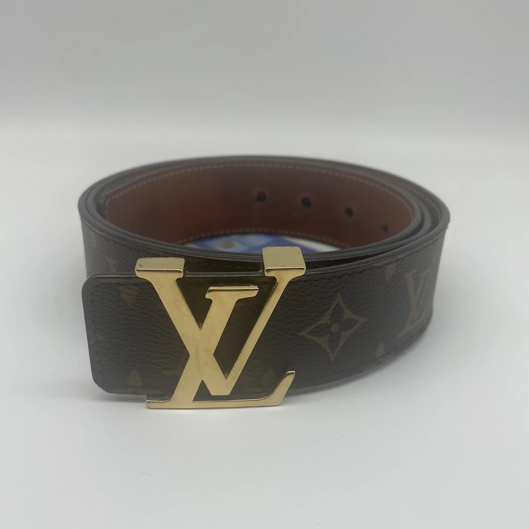 95新 LouisVuitton/路易威登 100码老花金扣单面皮带15795433