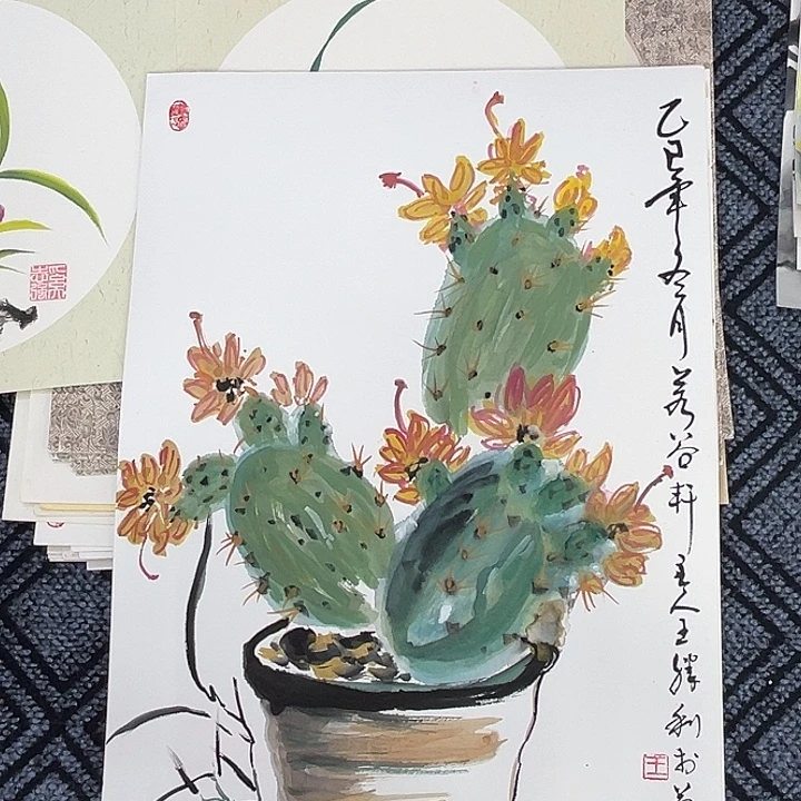 国画硬卡花鸟作品m