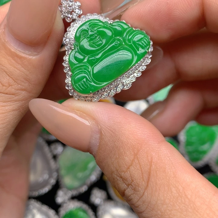 翡翠18K金镶嵌吊坠(不含链)