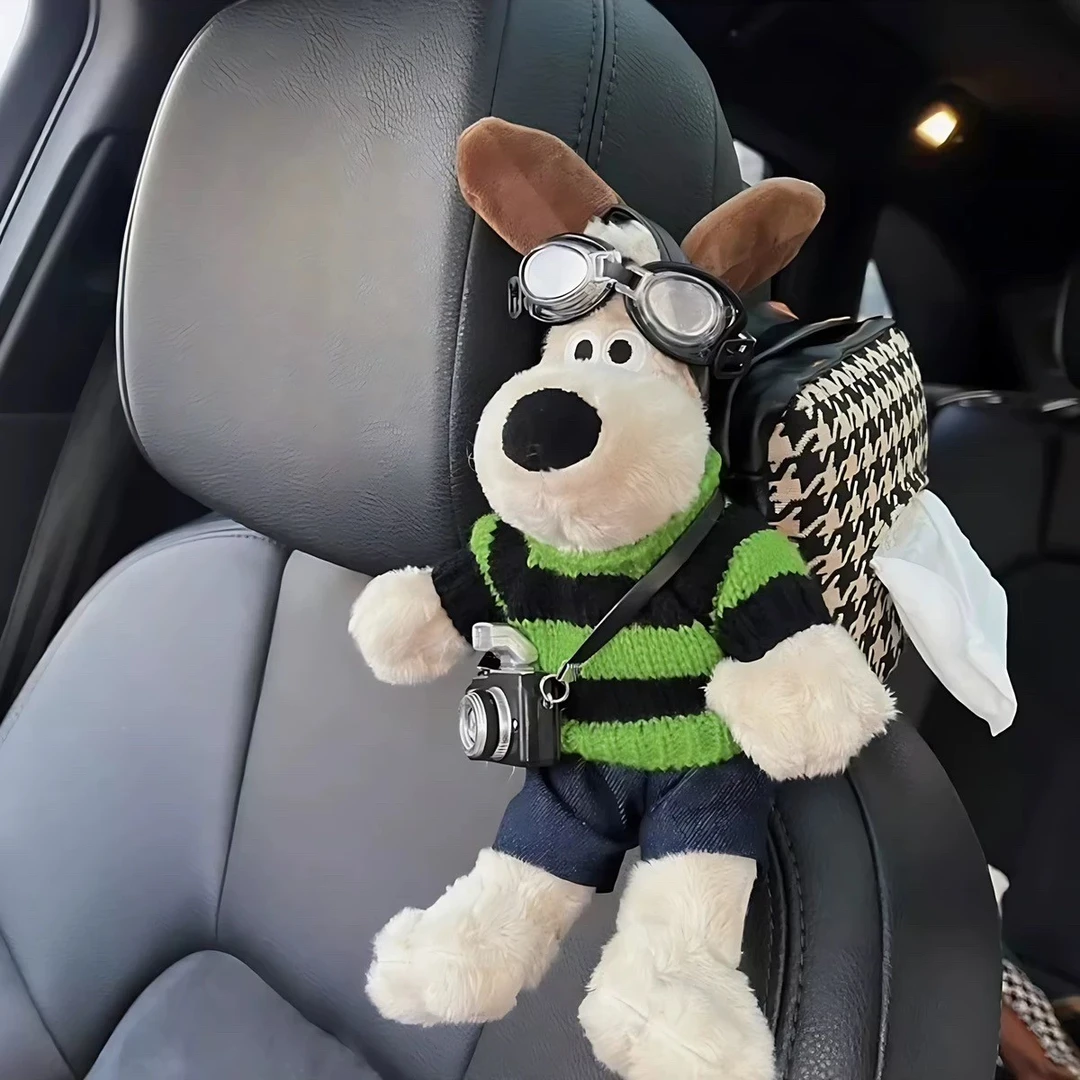 车载卡通挂式纸巾盒掌门狗个性车内饰品扶手箱网红汽车抽纸盒车用